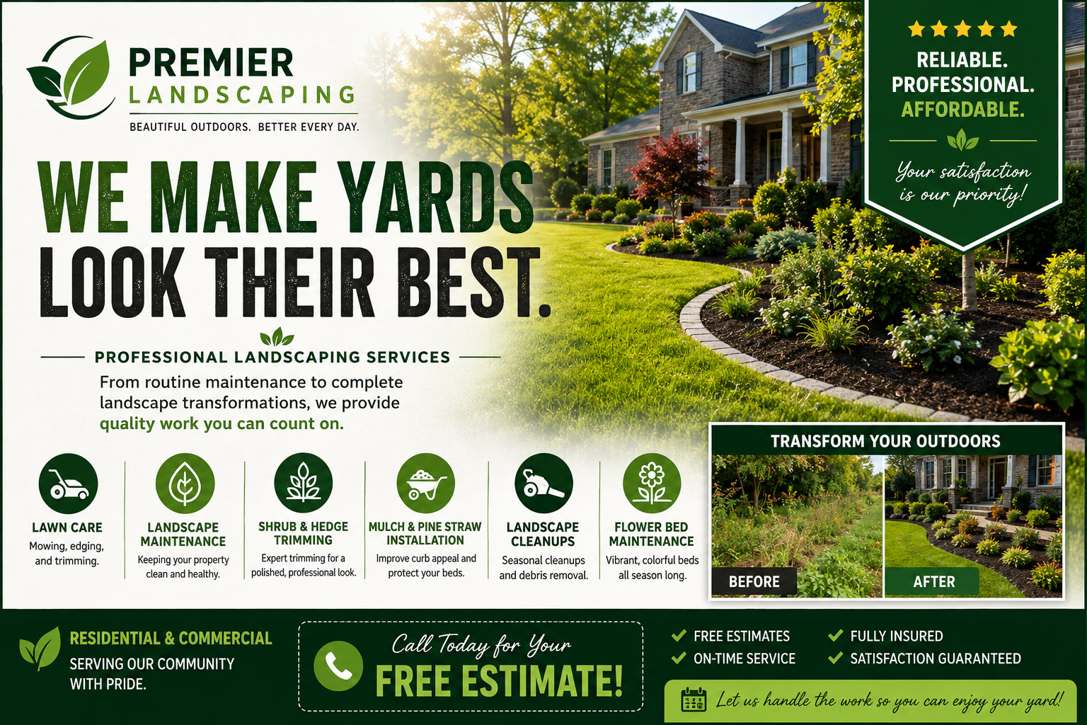 Example ad for a landscaping company