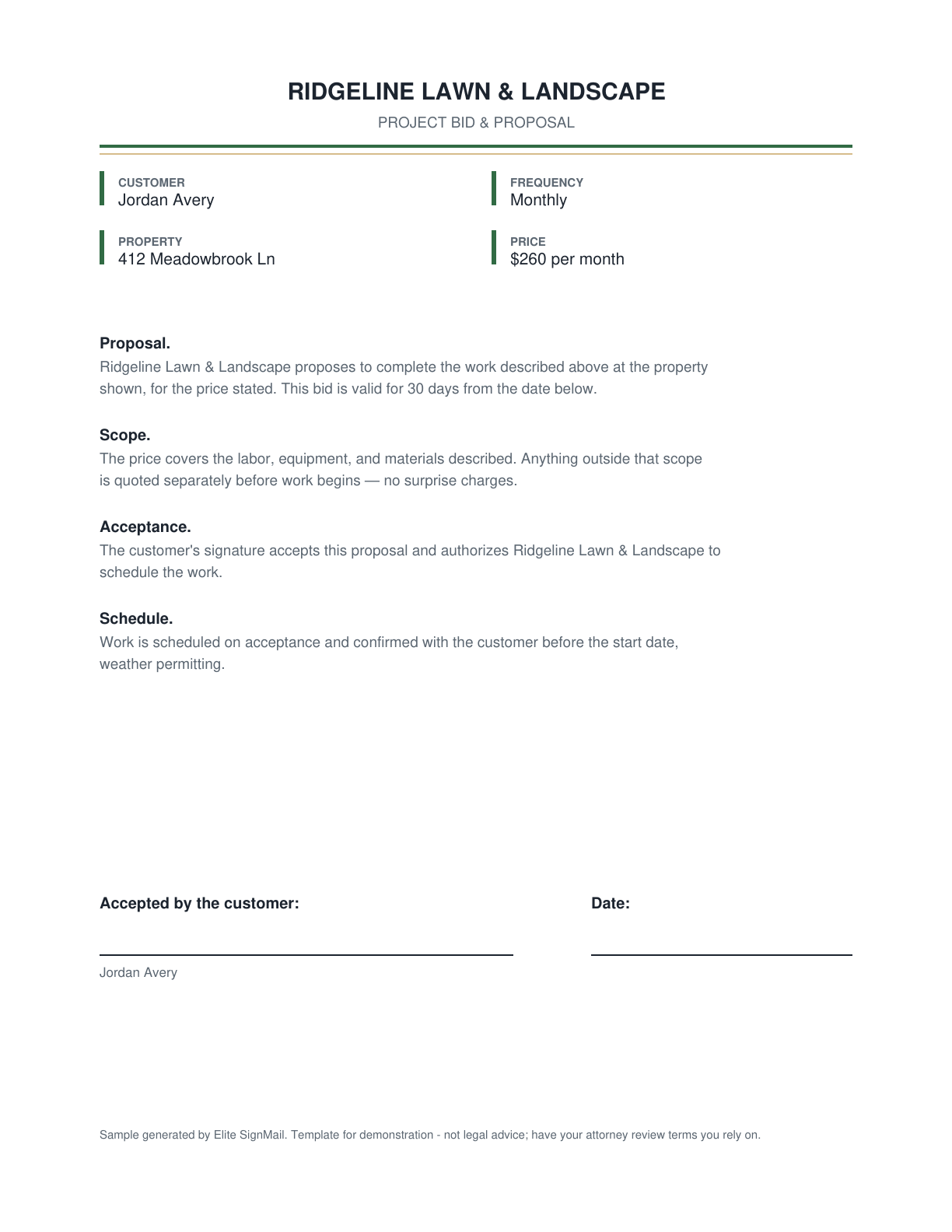 Bid Proposal document preview