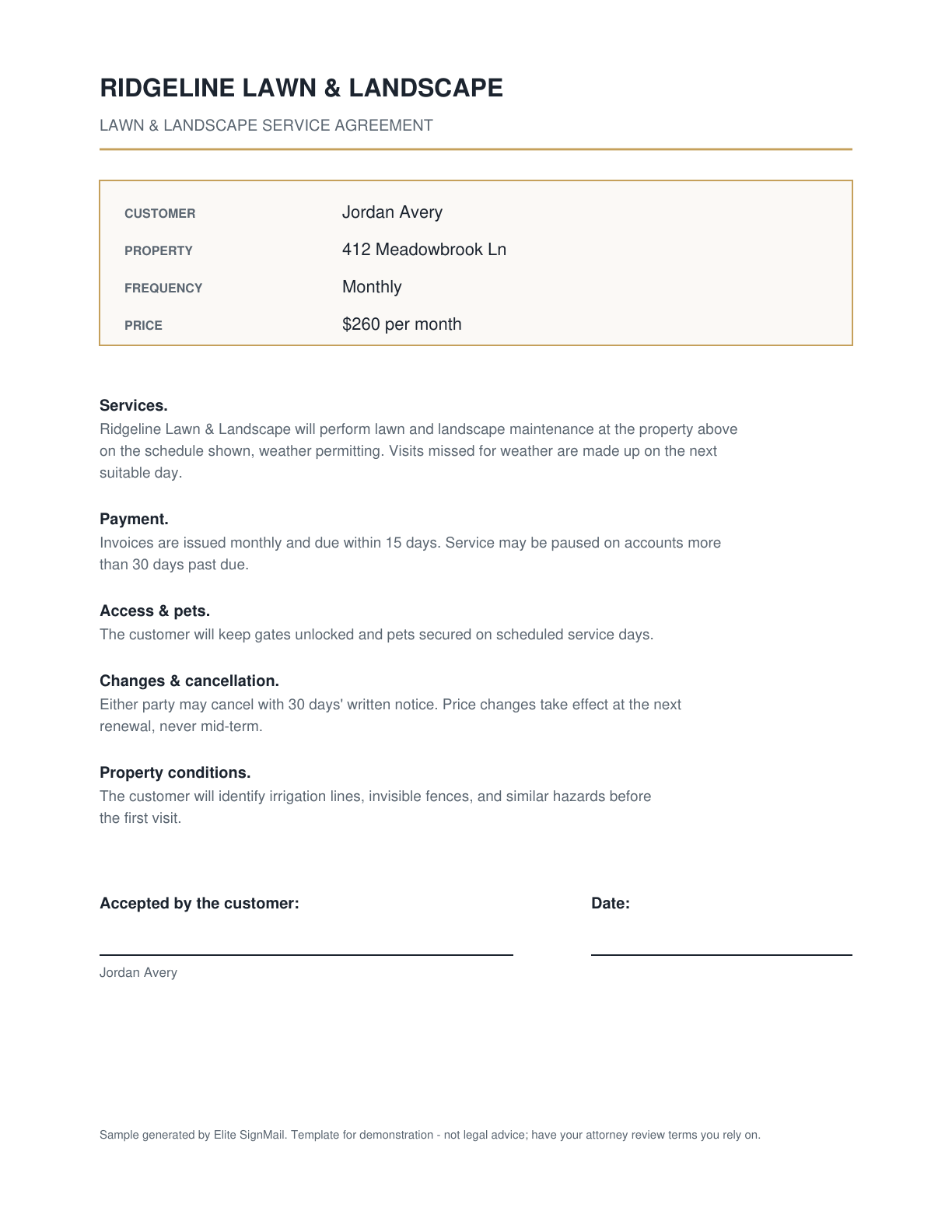 Recurring Service Agreement document preview