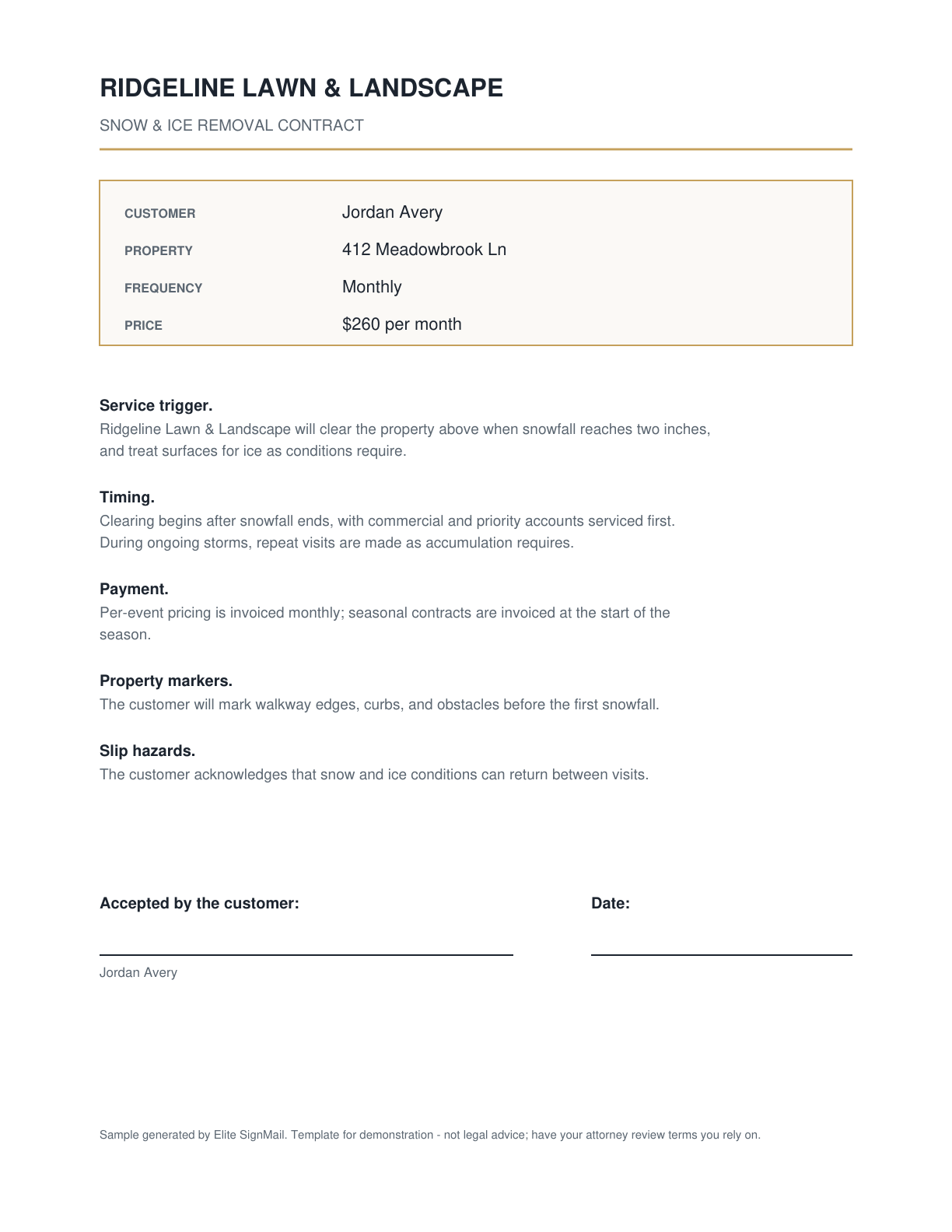 Snow Removal Contract document preview