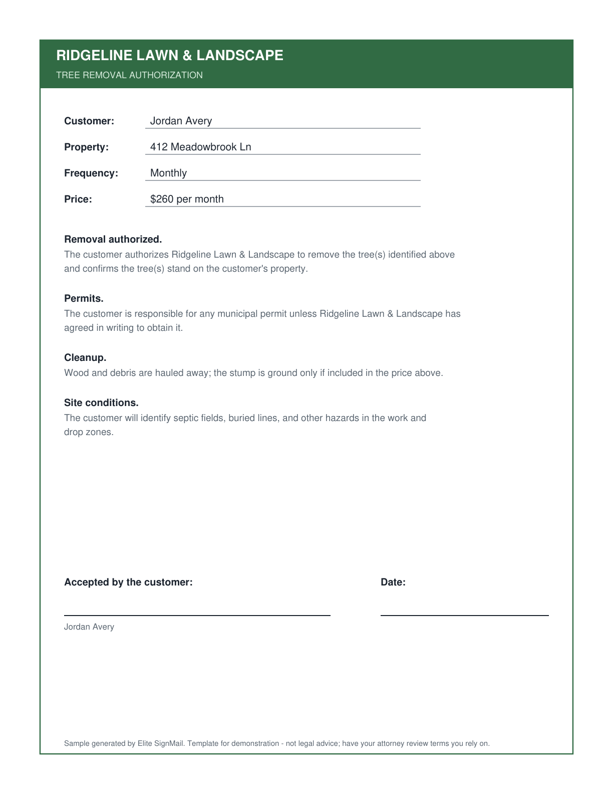 Tree Removal Authorization document preview